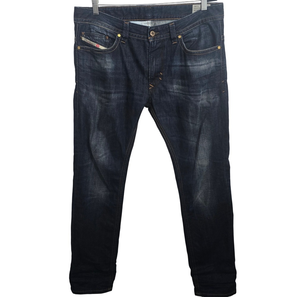 Diesel Thavar Slim Skinny Jeans Mens W34 L30 Wash 0831Q Dark Indigo Blue Denim